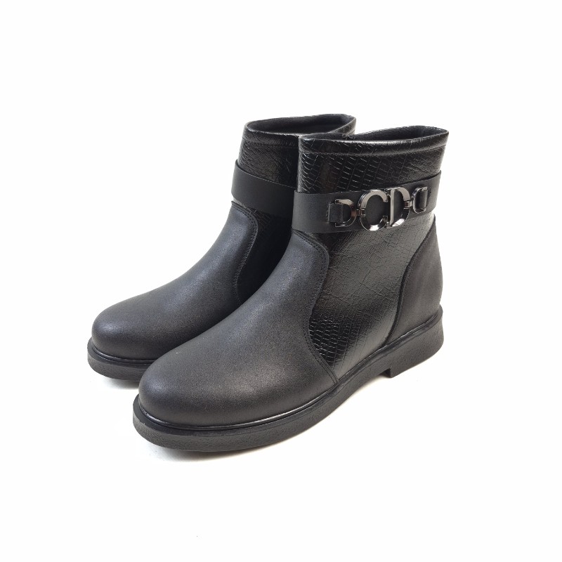 کفش نیم بوت مردانه ساده بغل زیپ پوست ماری