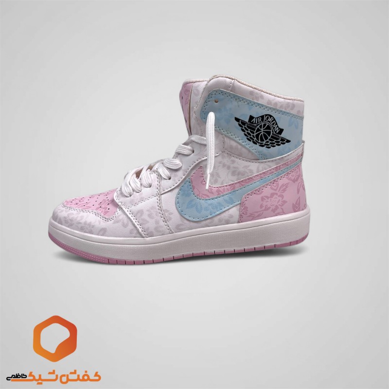 کفش اسپرت زنانه نایک ایر جردن ساق دار سفید صورتی