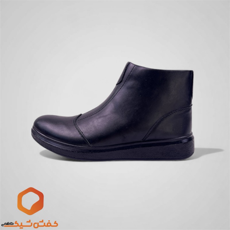 کفش چرم مردانه نیم بوت ساده بغل زیپ