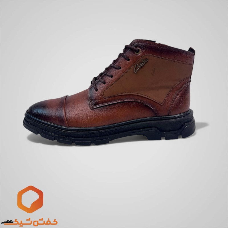 کفش چرم مردانه نیم بوت عسلی